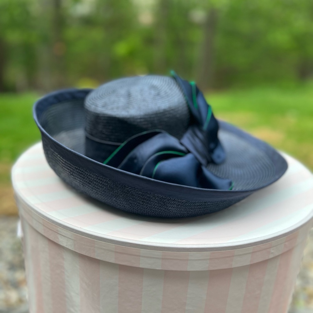 Designer Brim Womens Derby Hat Adjustable Navy Blue Green Christine Moore